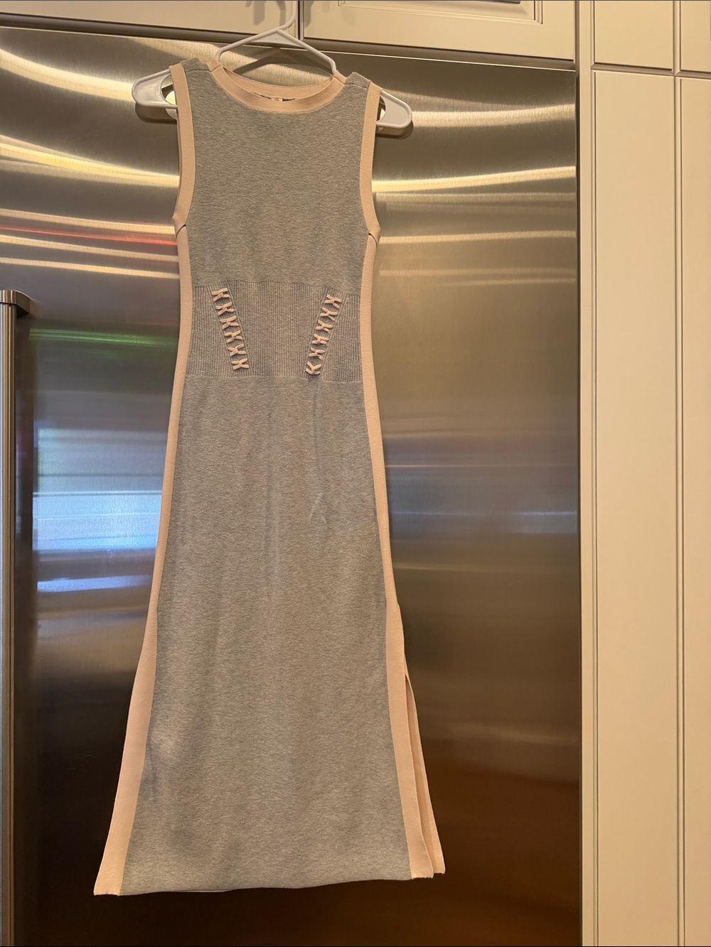 Sleeveless Gray & Blush Knit Midi Dress by Daily Practice
